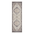 Nourison Home Vintage Washables 6' Runner Polyester Ivory Purple Area Rug