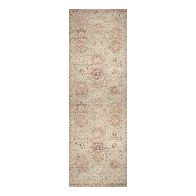 Nourison Home Vintage Washables 6' Runner Polyester Sage Multicolor Area Rug