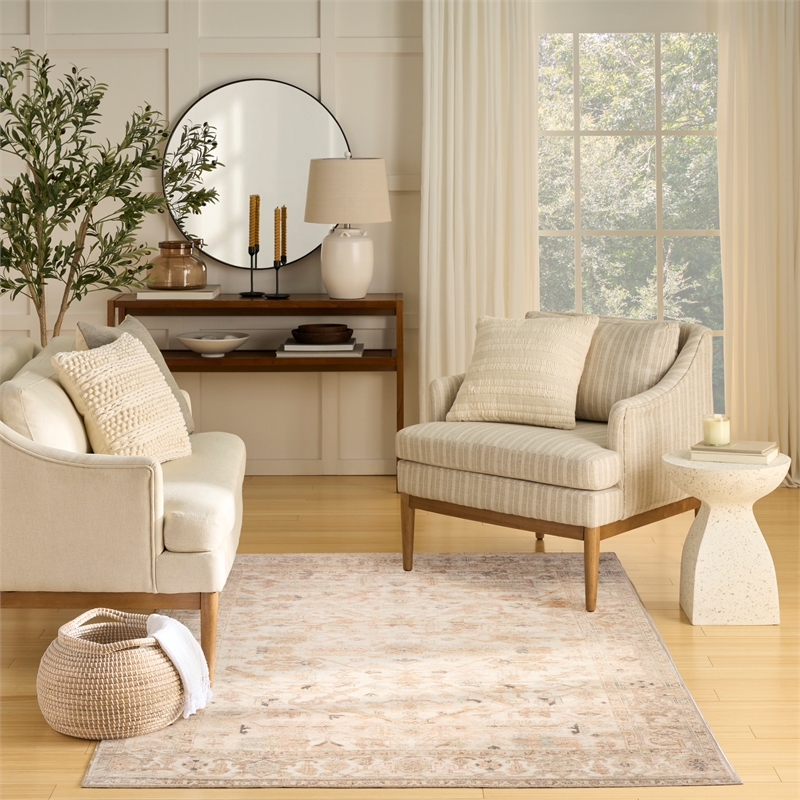Nourison Home Vintage Washables 4' x 6' Polyester Beige Area Rug