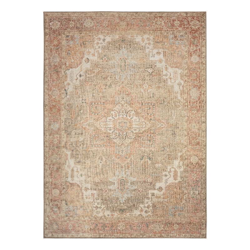 Nourison Home Vintage Washables 5' x 7' Polyester Coral Taupe Area Rug