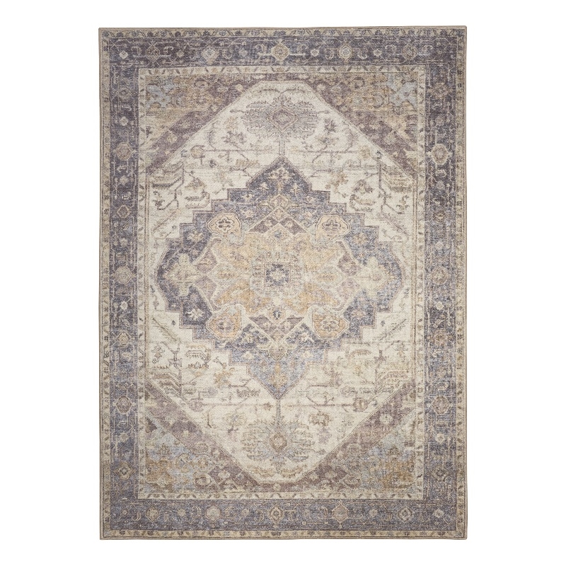 Nourison Home Vintage Washables 5' x 7' Polyester Ivory Purple Area Rug