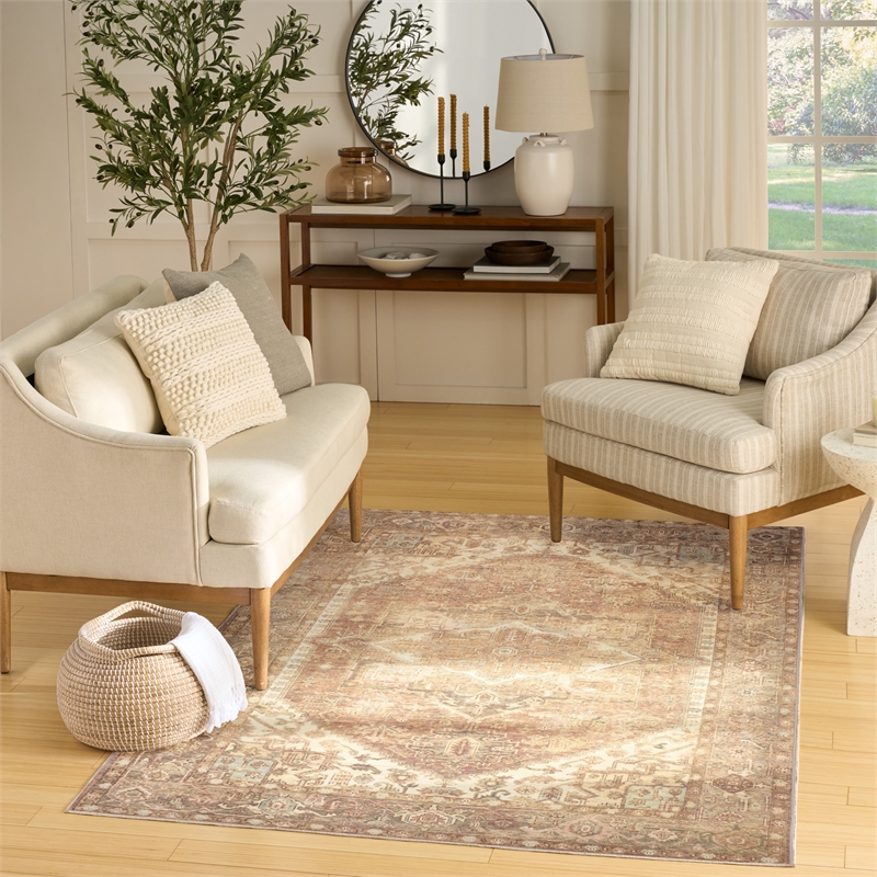 Nourison Home Vintage Washables 5' x 7' Polyester Gold Area Rug