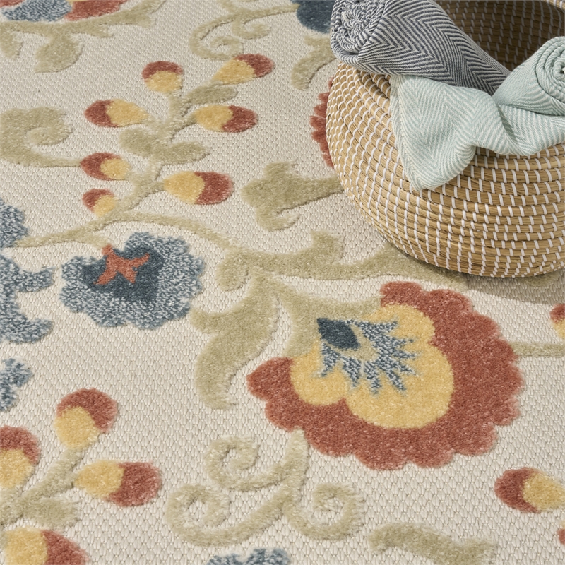 Nourison Home Aloha 9' x 12' Fabric Grey Multicolor Area Rug
