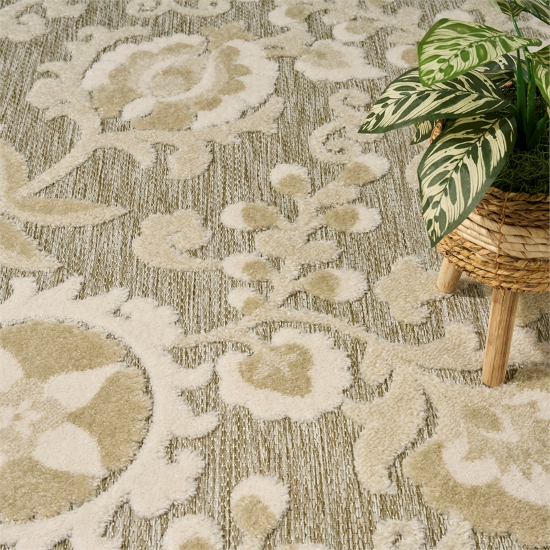 Nourison Home Aloha 5' x 8' Fabric Ivory Sage Area Rug