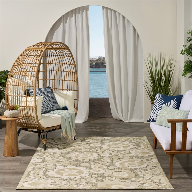 Nourison Home Aloha 5' x 8' Fabric Ivory Sage Area Rug