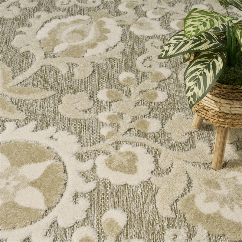 Nourison Home Aloha 8' x 11' Fabric Ivory Sage Area Rug