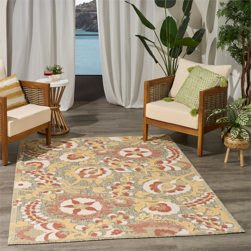 Nourison Home Aloha 5' x 8' Fabric Sage Rose Area Rug
