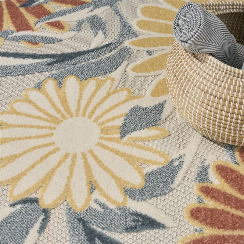 Nourison Home Aloha 9' x 12' Fabric Ivory Rose Area Rug