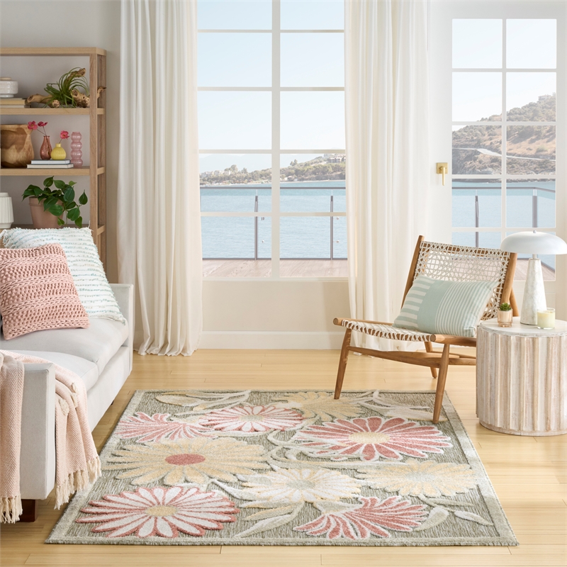 Nourison Home Aloha 5' x 8' Fabric Sage Rose Area Rug