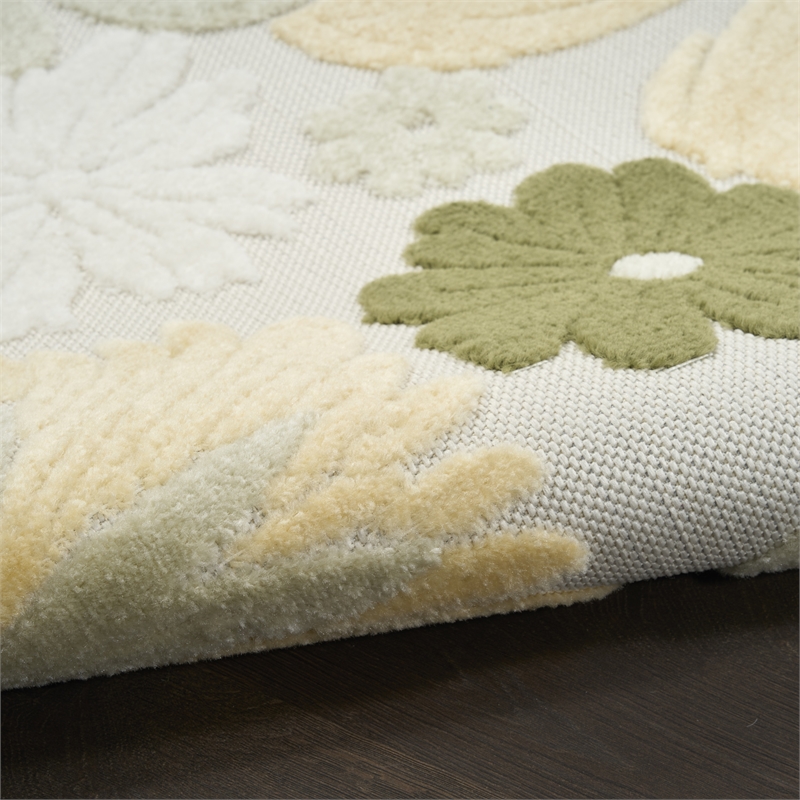 Nourison Home Aloha 9' x 12' Fabric Ivory Green Area Rug