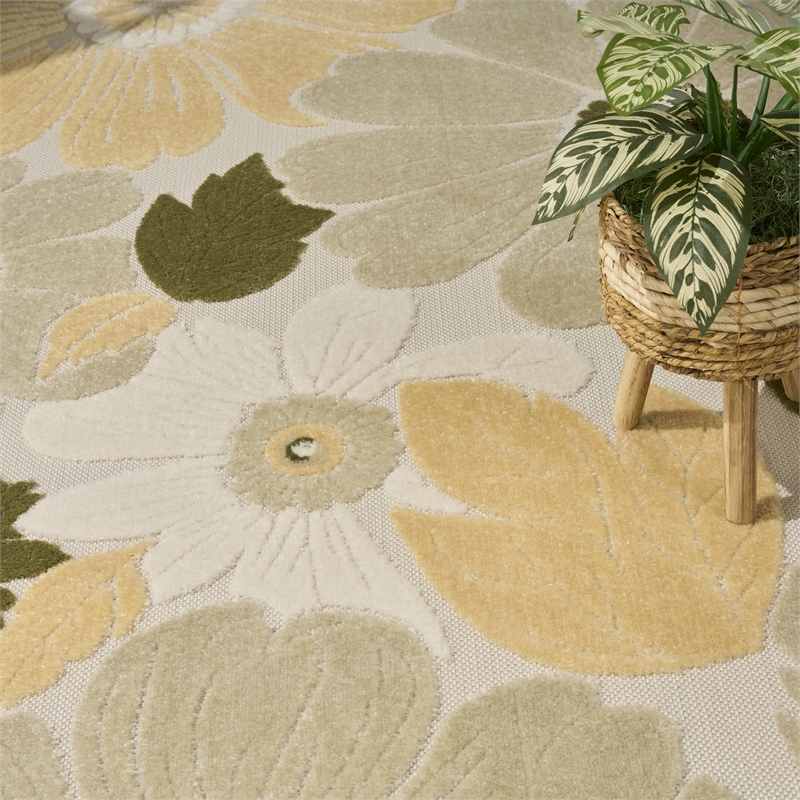 Nourison Home Aloha 9' x 12' Fabric Ivory Green Area Rug