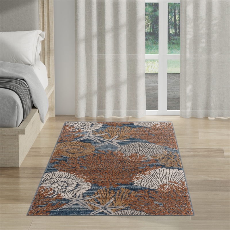 Nourison Home Pompeii 2' x 3' Fabric Blue Multicolor Area Rug
