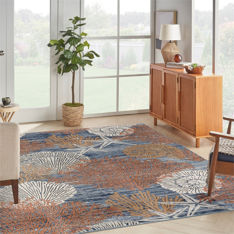 Nourison Home Pompeii 10' x 14' Fabric Blue Multicolor Area Rug