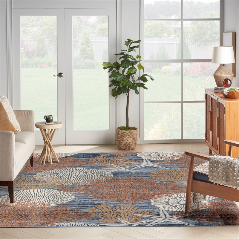 Nourison Home Pompeii 10' x 14' Fabric Blue Multicolor Area Rug