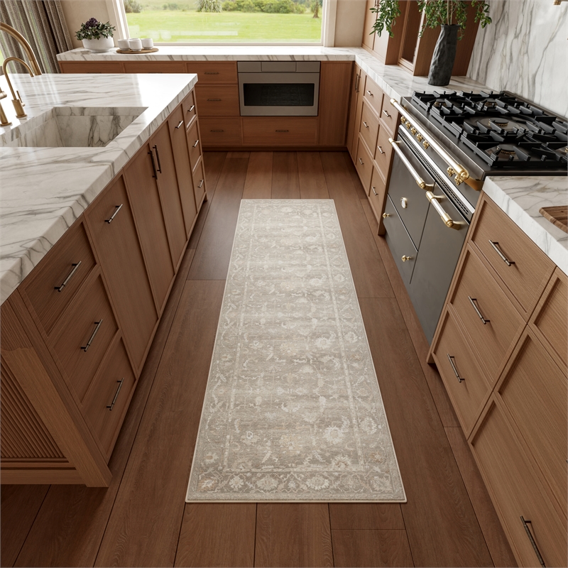 Nourison Home Vintage Washables 8' Runner Polyester Grey Area Rug