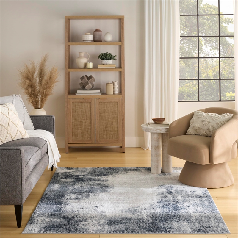 Nourison Home Dekor 4' x 6' Polyester Grey Navy Area Rug