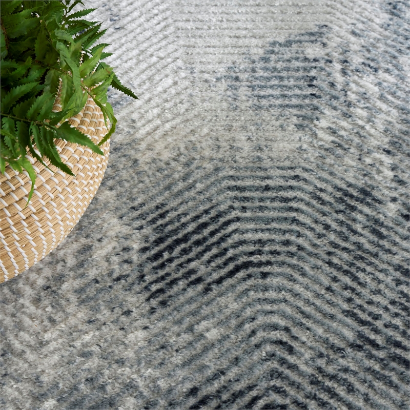 Nourison Home Dekor 4' x 6' Polyester Grey Navy Area Rug