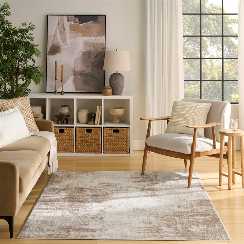Nourison Home Dekor 4' x 6' Polyester Ivory Taupe Area Rug