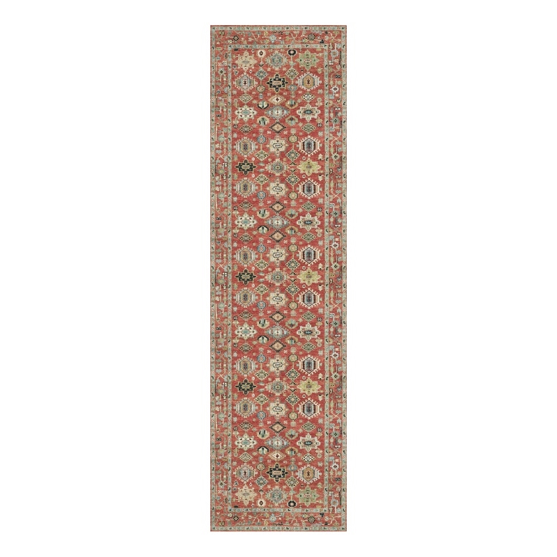Nourison Home Vintage Washables 8' Runner Polyester Rust Multicolor Area Rug