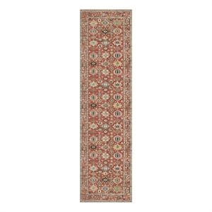 Nourison Home Vintage Washables 8' Runner Polyester Rust Multicolor Area Rug