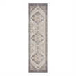 Nourison Home Vintage Washables 8' Runner Polyester Ivory Purple Area Rug