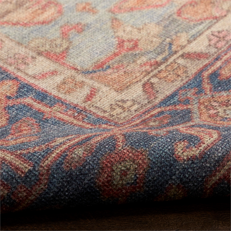 Nourison Home Vintage Washables 8' x 10' Polyester Blue Coral Area Rug