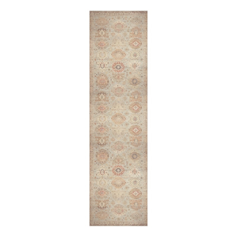 Nourison Home Vintage Washables 8' Runner Polyester Sage Multicolor Area Rug