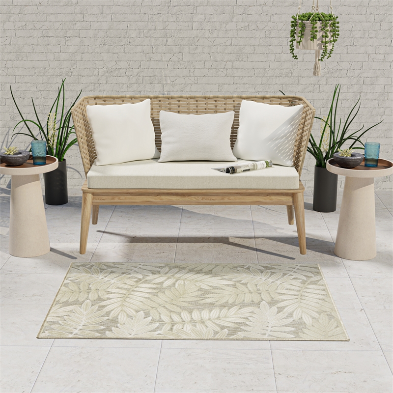 Nourison Home Astra Machine Washable 7' x 9' Polyester Ivory Olive Area Rug