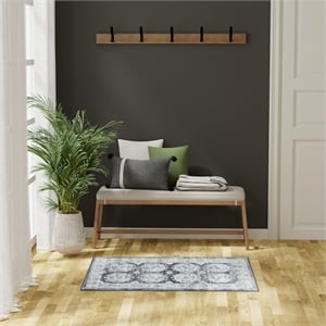 Nourison Home Dekor 2' x 4' Polyester Grey Navy Area Rug