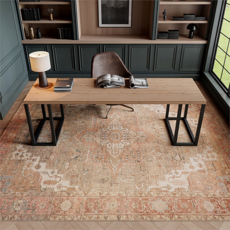 Nourison Home Vintage Washables 8' x 10' Polyester Coral Taupe Area Rug