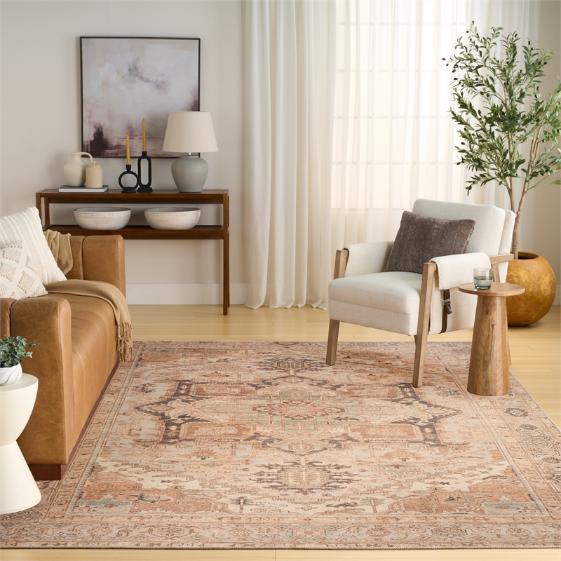 Nourison Home Vintage Washables 8' x 10' Polyester Coral Mint Area Rug