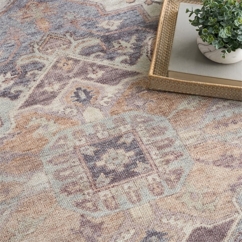 Nourison Home Vintage Washables 8' x 10' Polyester Ivory Purple Area Rug
