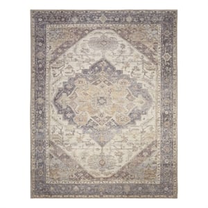 Nourison Home Vintage Washables 8' x 10' Polyester Ivory Purple Area Rug