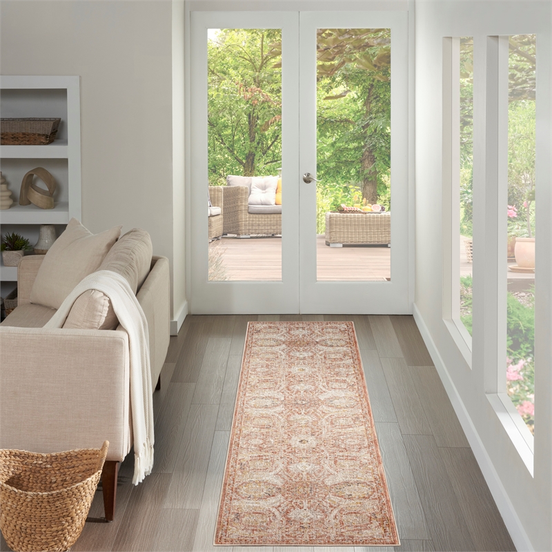 Nourison Home Heirloom Blend 10' Runner Polyester Brick Area Rug