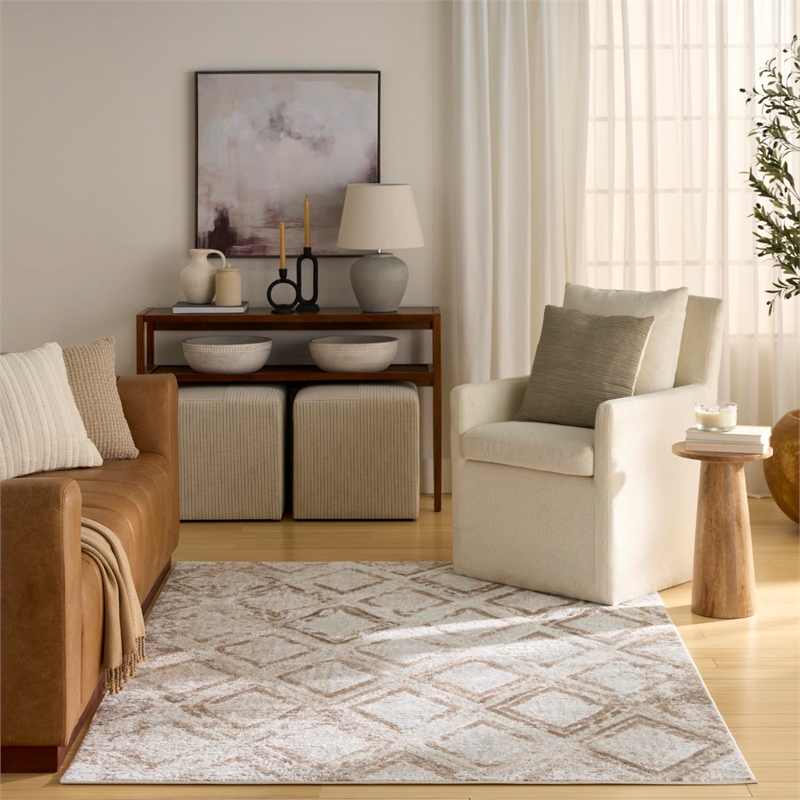 Nourison Home Dekor 4' x 6' Polyester Ivory Taupe Area Rug