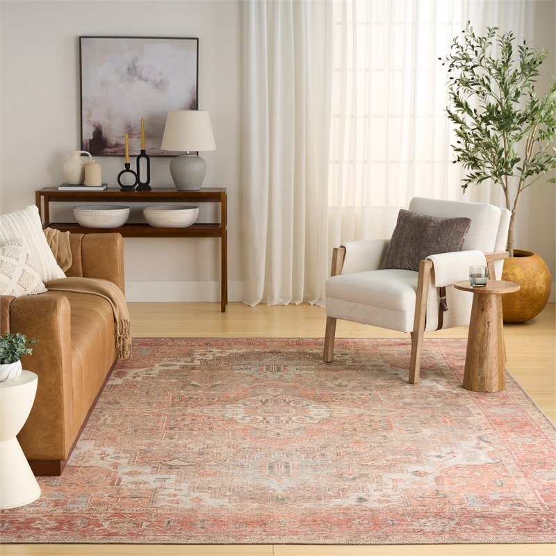 Nourison Home Vintage Washables 9' x 12' Polyester Coral Taupe Area Rug