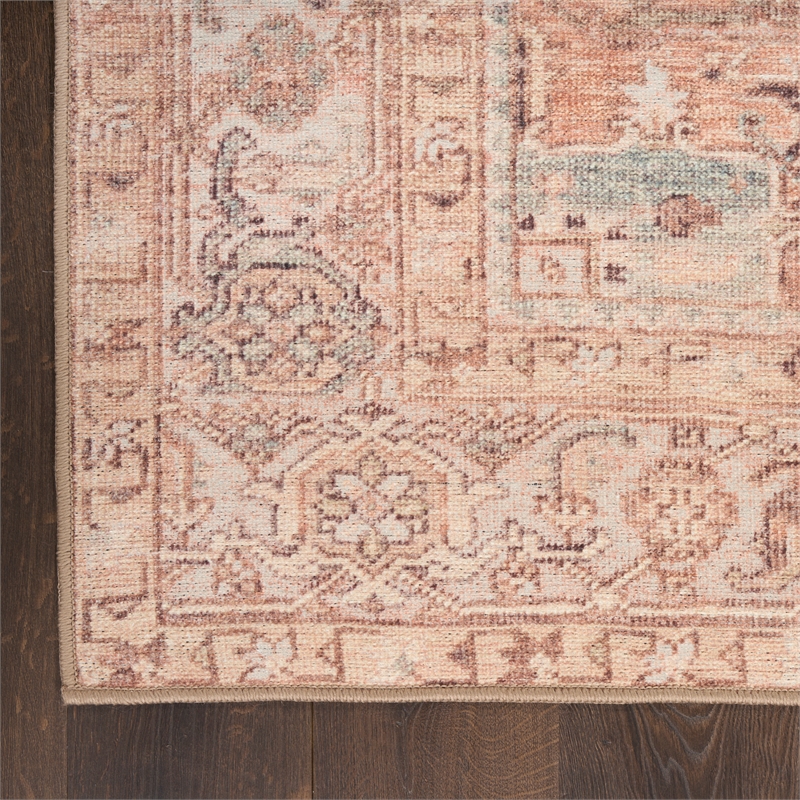 Nourison Home Vintage Washables 9' x 12' Polyester Coral Mint Area Rug