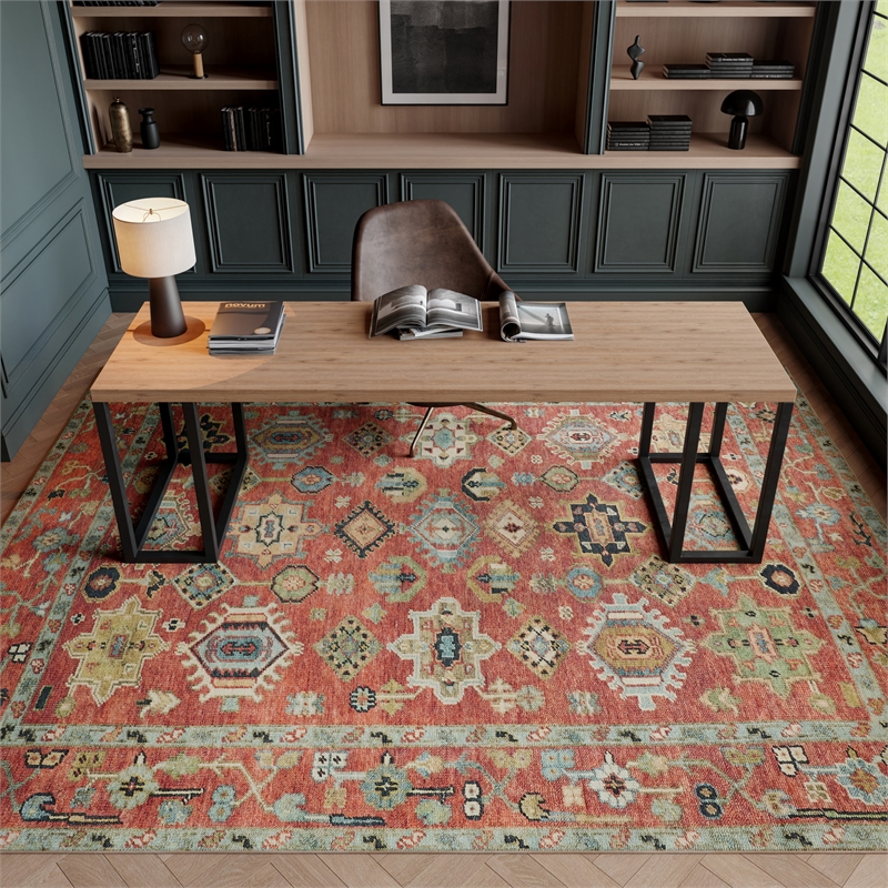 Nourison Home Vintage Washables 9' x 12' Polyester Rust Multicolor Area Rug