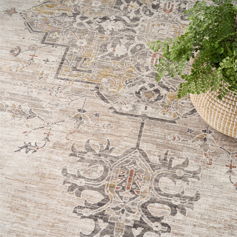 Nourison Home Heirloom Blend 5' x 8' PolyesterIvory Charcoal Area Rug