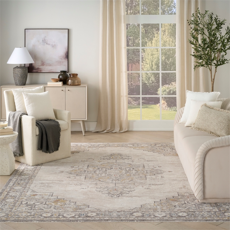 Nourison Home Heirloom Blend 5' x 8' PolyesterIvory Charcoal Area Rug