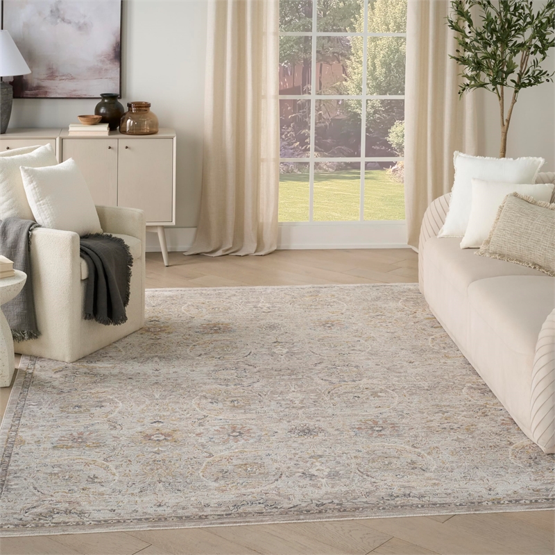 Nourison Home Heirloom Blend 5' x 8' Polyester Light Grey Area Rug
