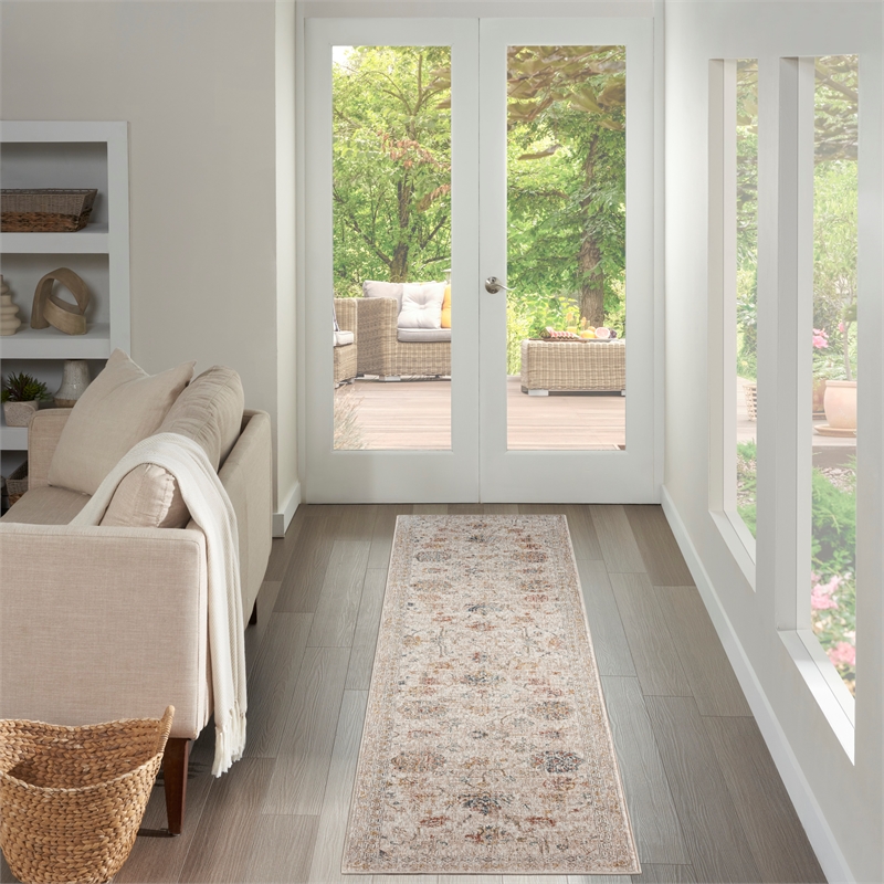 Nourison Home Heirloom Blend 10' Runner Polyester Ivory Multicolor Area Rug