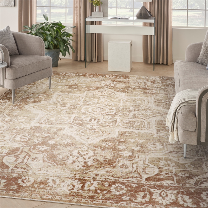 Nourison Home Astra Machine Washable 8' x 10' Polyester Rust  Area Rug