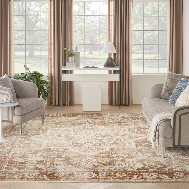 Nourison Home Astra Machine Washable 8' x 10' Polyester Rust  Area Rug