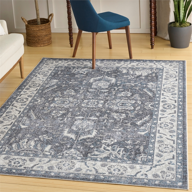 Nourison Home Astra Machine Washable 4' x 6' Polyester Slate Area Rug