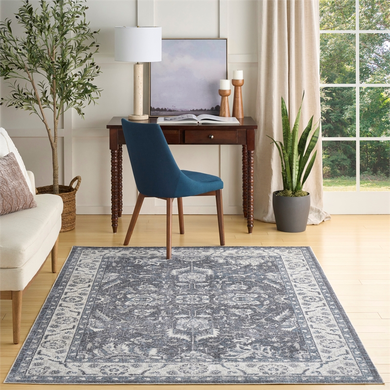 Nourison Home Astra Machine Washable 4' x 6' Polyester Slate Area Rug
