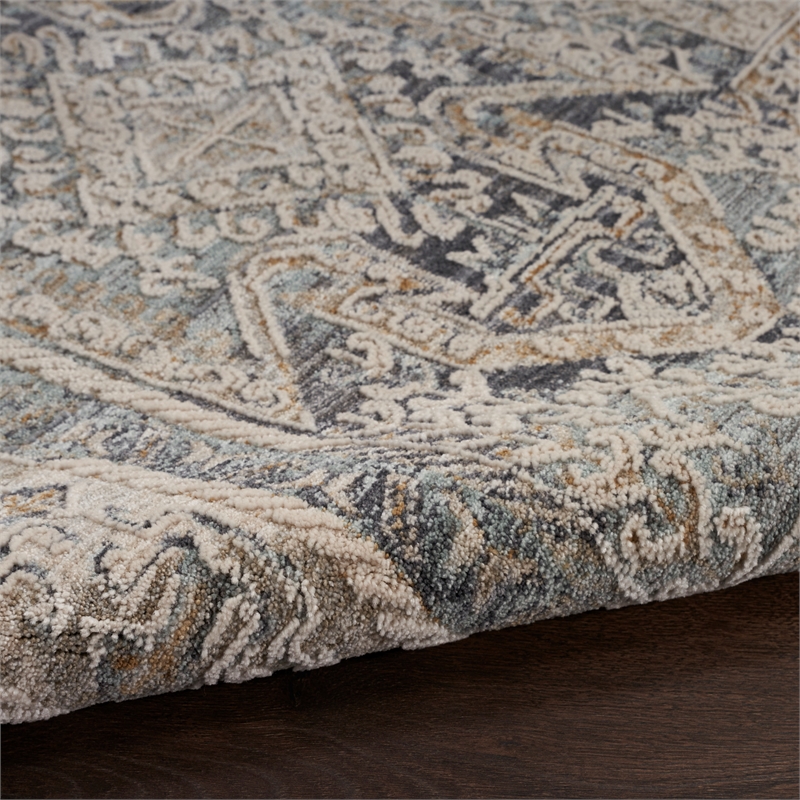 Nourison Nyle 9' x 11' Fabric Ivory Charcoal Area Rug