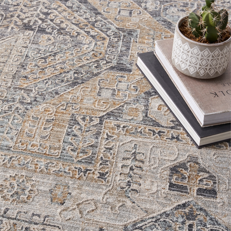 Nourison Nyle 9' x 11' Fabric Ivory Charcoal Area Rug