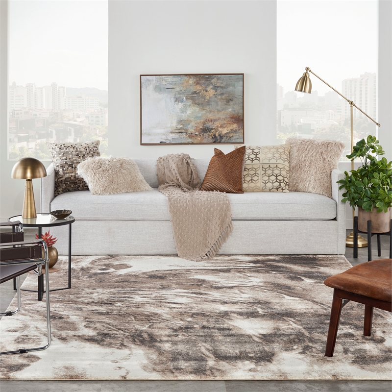 Nourison American Manor 9' x 12' Fabric Ivory Mocha Area Rug