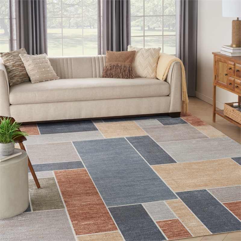 Nourison Home Astra Machine Washable 6' x 9' Polyester Multicolor Area Rug